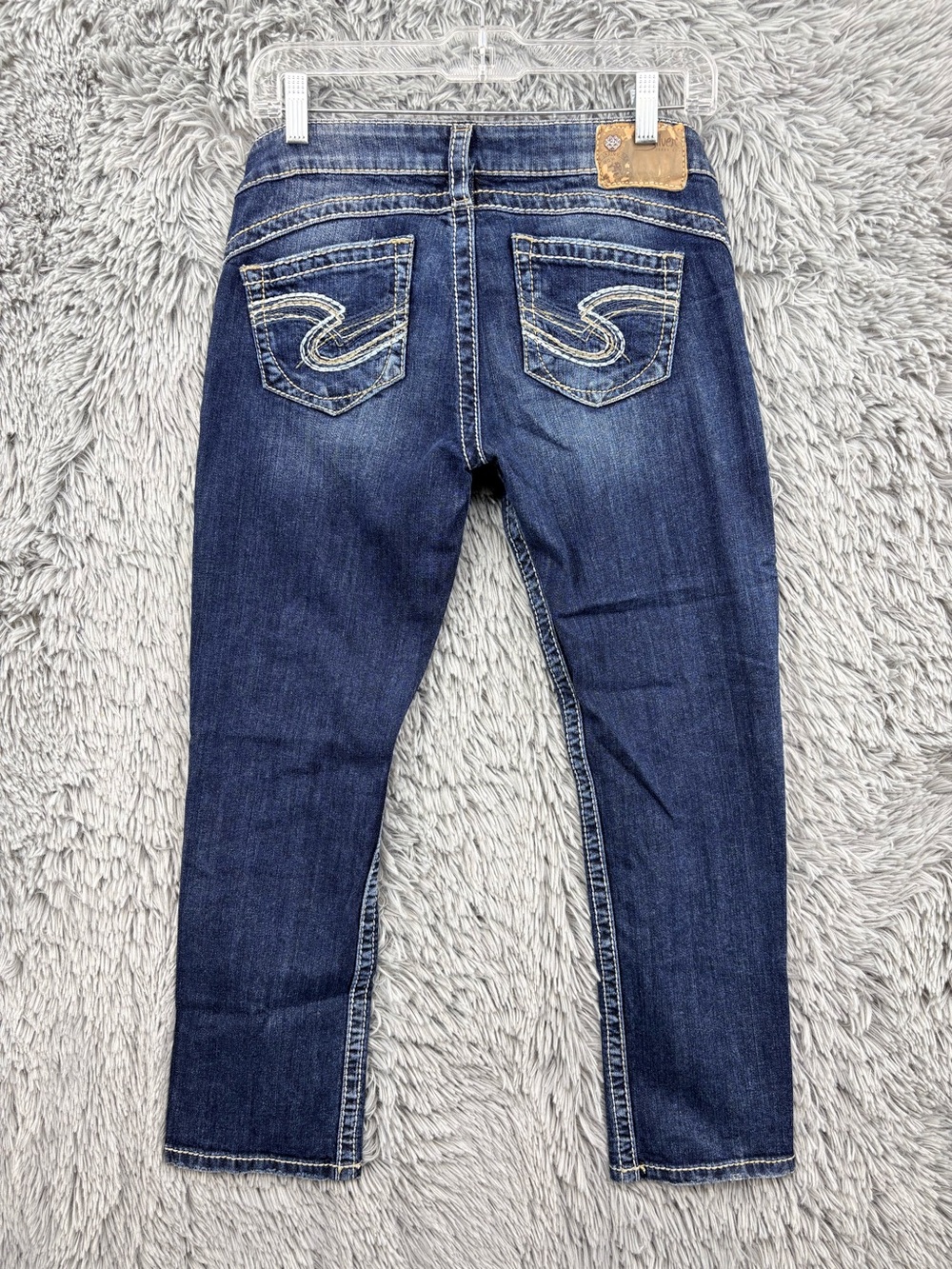 Silver Jeans Capris Womens 29 Blue Tuesday Dark Wash Curvy Fit 16.5 Inch